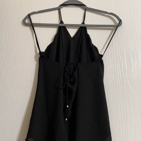 Black halter neck top with scallop edge - loose fit - ties in back - Picture 3 of 4